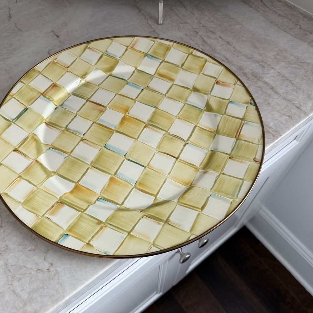 MacKenzie-Childs Yellow and Cream Dinnerware Plate